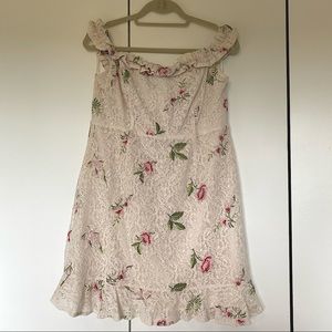 Astr Lace floral off the shoulder mini dress